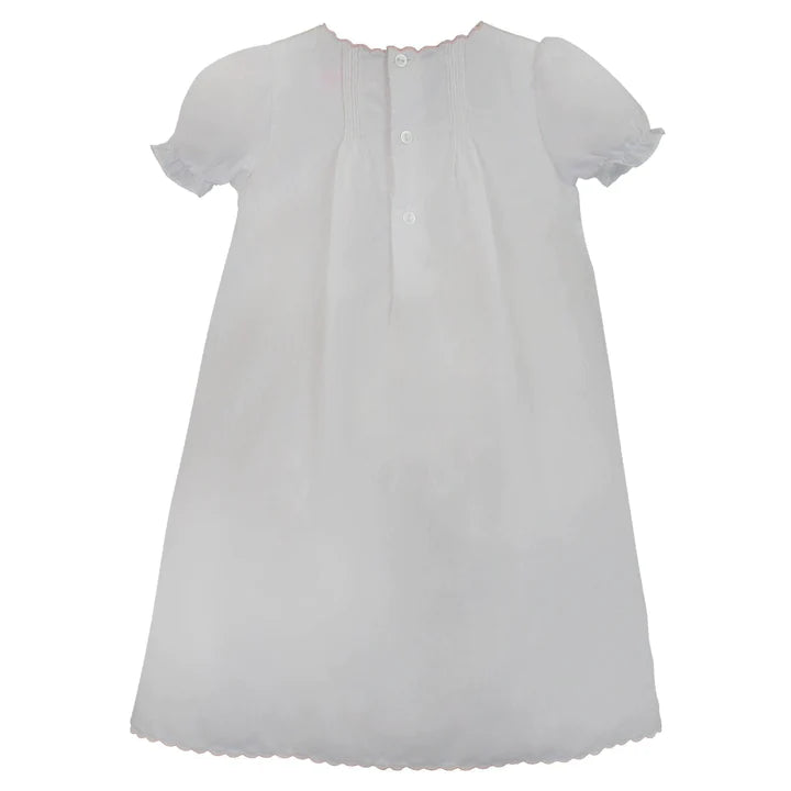 Petit Ami White Flower Embroidered Heirloom Girls Bubble