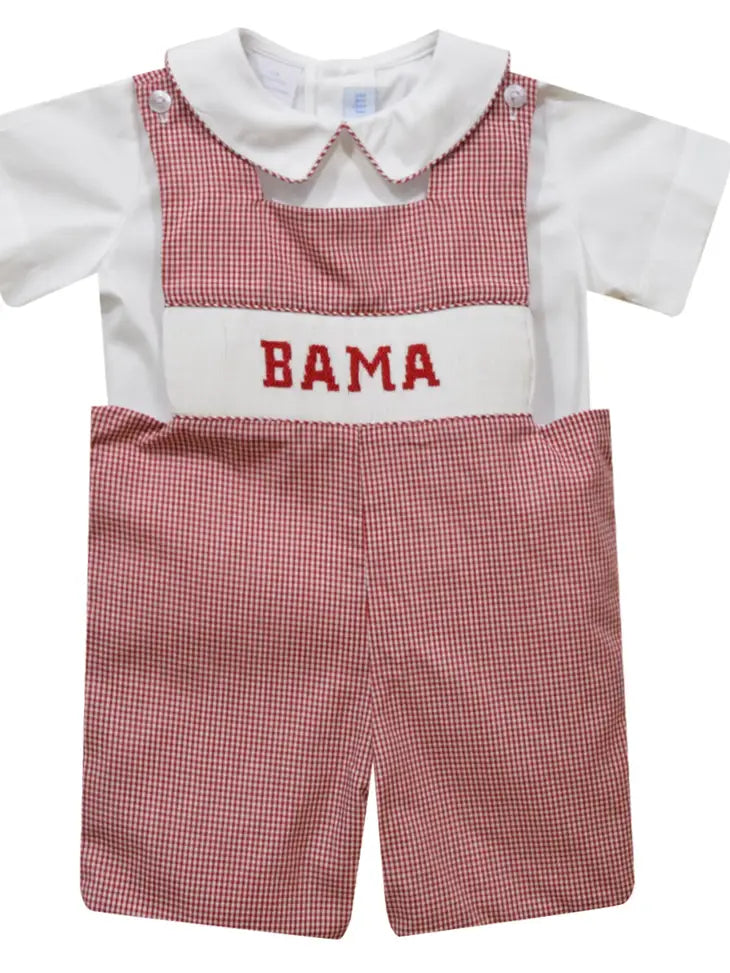 Vive la Fete Boys Embroidered Red Gingham Jon Jon - Alabama Crimson Tide