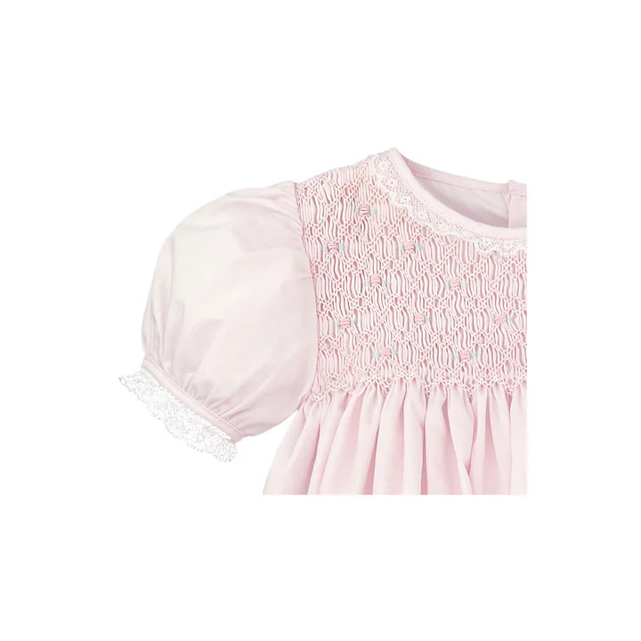 petit ami smocked dress Petit Ami Fully Smocked Dress with French Lace