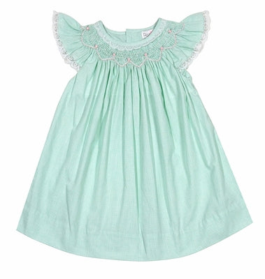Petit Ami Smocked Bishop Dress w/ Lace Trim 24 Mo